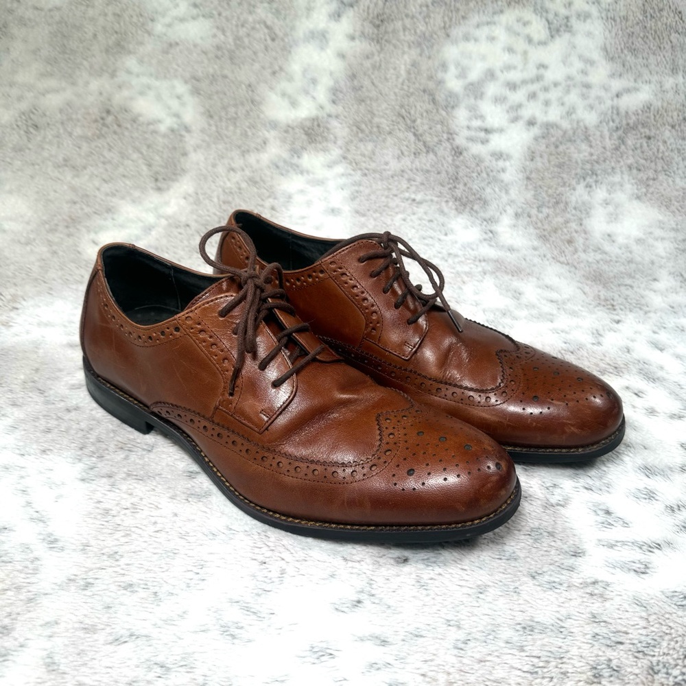Stacy Adams Cognac Garrison Wingtip Leather‎ Oxfords Men’s Size 8 M Cushioned